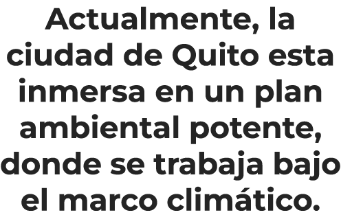Actualmente, la ciudad de Quito esta inmersa en un plan ambiental potente, donde se trabaja bajo el marco clim tico.