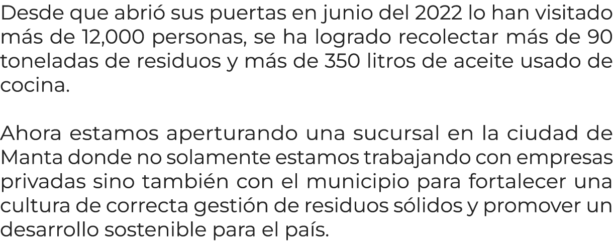 Desde que abri sus puertas en junio del 2022 lo han visitado m s de 12,000 personas, se ha logrado recolectar m s de...