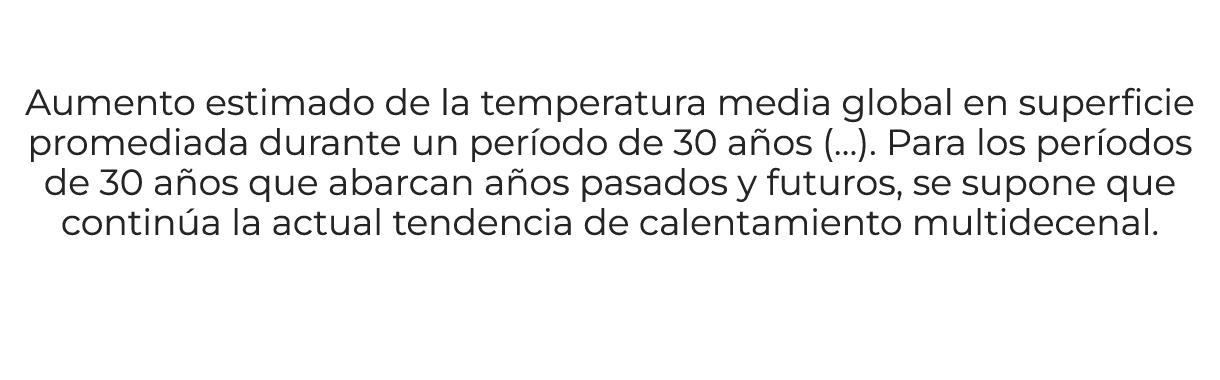  Aumento estimado de la temperatura media global en superficie promediada durante un per odo de 30 a os (…). Para los...
