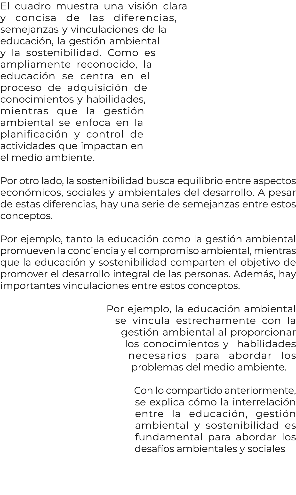 El cuadro muestra una visi n clara y concisa de las diferencias, semejanzas y vinculaciones de la educaci n, la gesti...