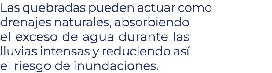 Las quebradas pueden actuar como drenajes naturales, absorbiendo el exceso de agua durante las lluvias intensas y red...